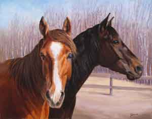 Painting of two horses.